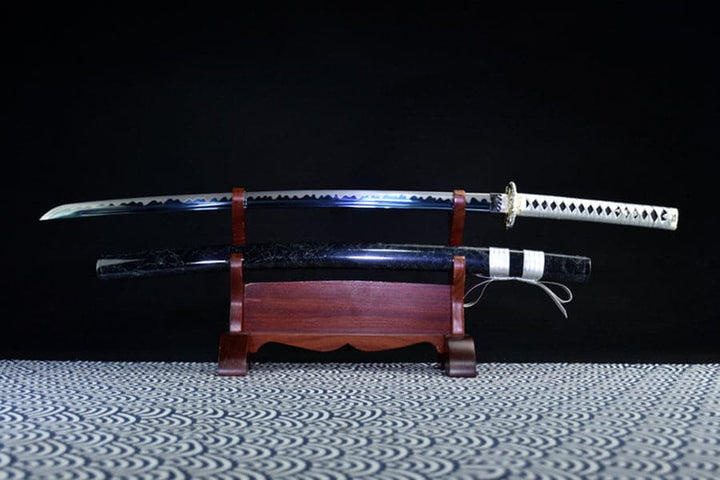boxkatana Hand Forged Japanese Samurai Katana 菊丸 きくまる T10 Carbon steel Blade baking blue
