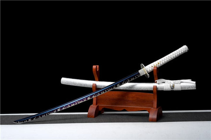 boxkatana Hand Forged Japanese Samurai KatanaSilver Ghost High Manganese Steel Blue Blade