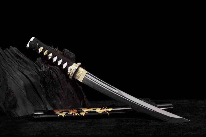 boxkatana Hand Forged Japanese Tanto Golden Dragon T10 Carbon steel Full Tang