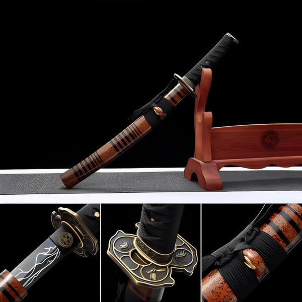 boxkatana Hand Forged Japanese Tanto Storm Short Sword Manganese Steel Blackened blades