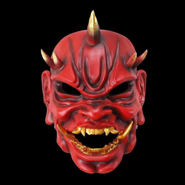 boxkatana Red Hand-Made Japanese Hannya Demon King Resin Oni Mask