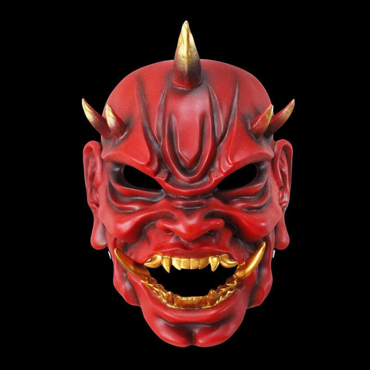 boxkatana Red Hand-Made Japanese Hannya Demon King Resin Oni Mask