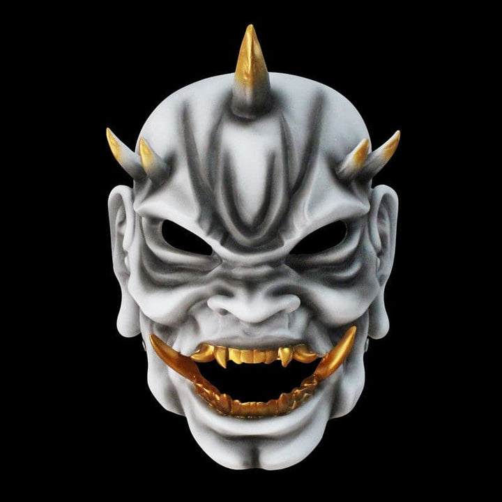 boxkatana White Hand-Made Japanese Hannya Demon King Resin Oni Mask