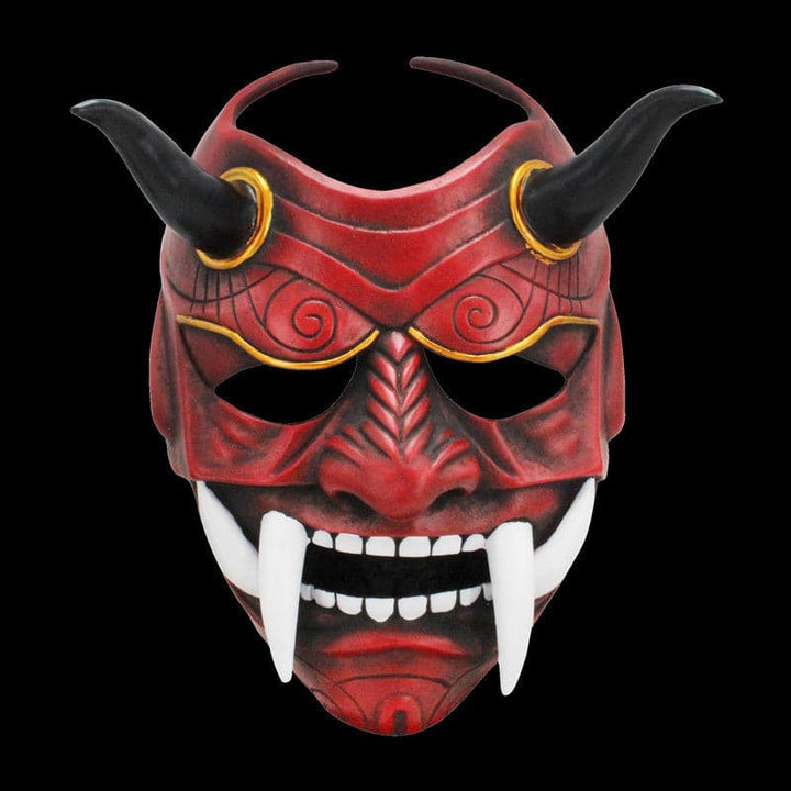 boxkatana Red Hand-Made Japanese Hannya Fangs Resin Oni Mask