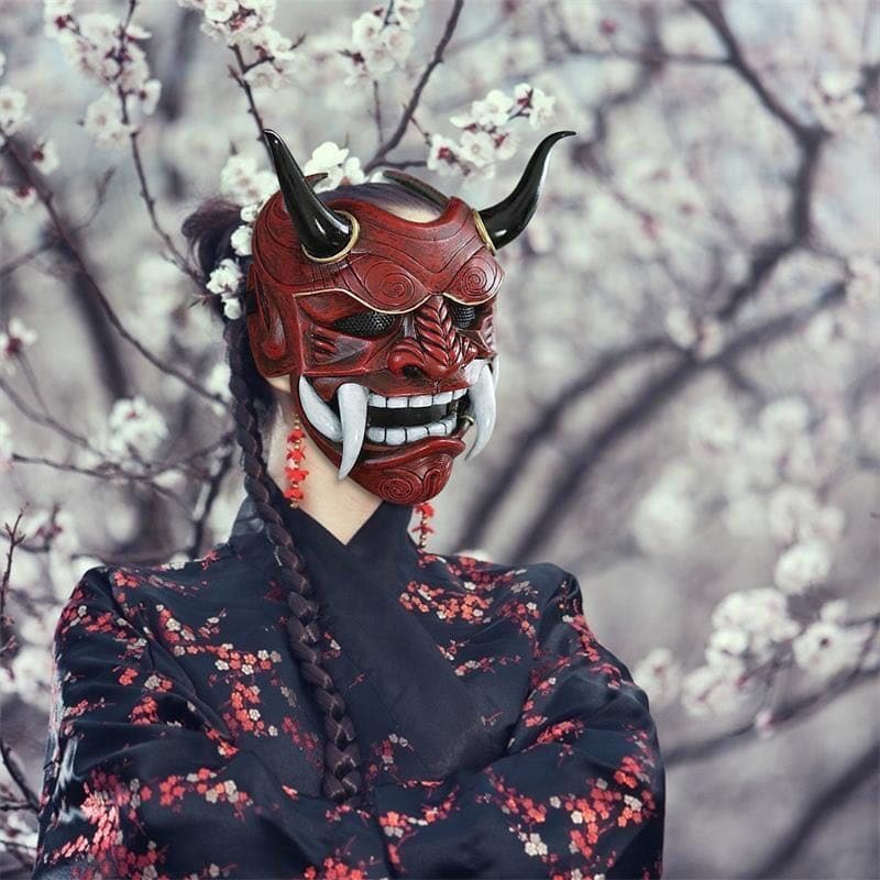 boxkatana Hand-Made Japanese Hannya Fangs Resin Oni Mask