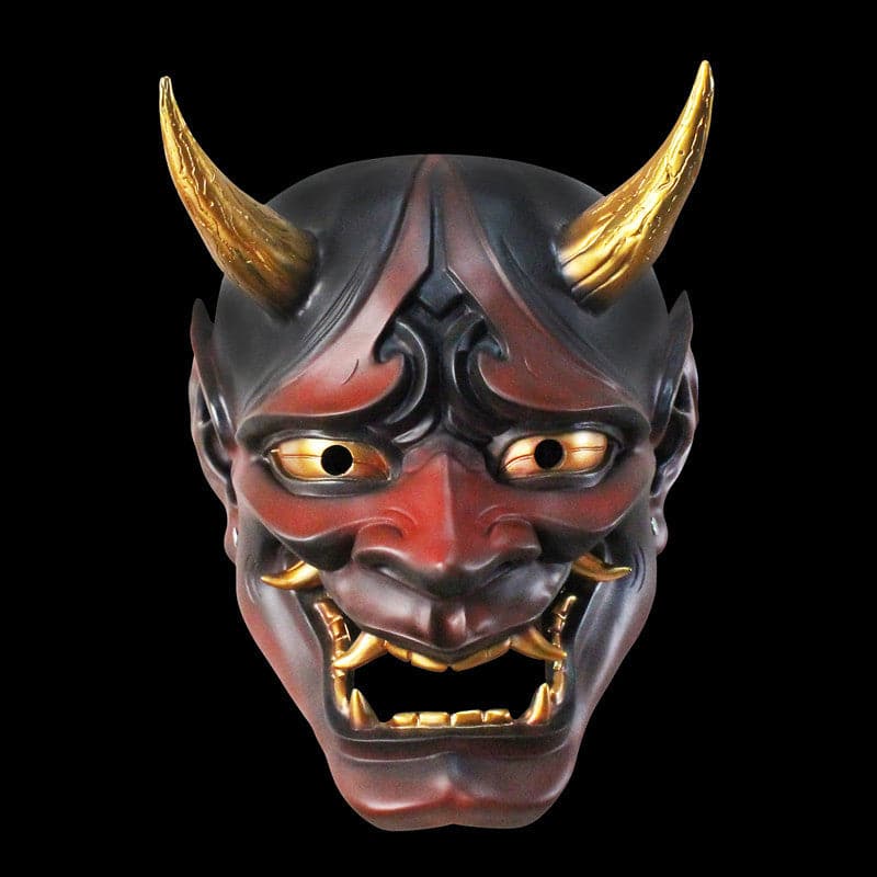 boxkatana Red Hand-Made Japanese Hannya Hundred Ghosts at Night  Oni Mask