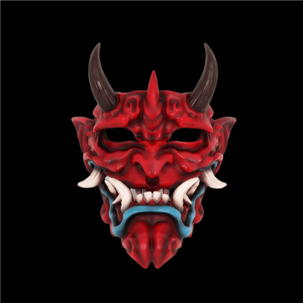 boxkatana Red Hand-Made Japanese Hannya Little Noodle Ghost Resin Oni Mask