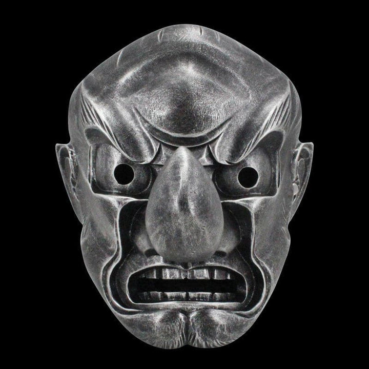 boxkatana Antique Silver Hand-Made Japanese Hannya Red Tengu Resin Oni Mask