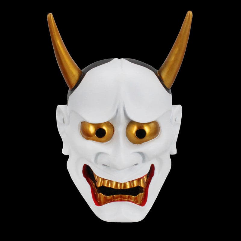 boxkatana White Hand-Made Japanese Hannya Resin Oni Mask