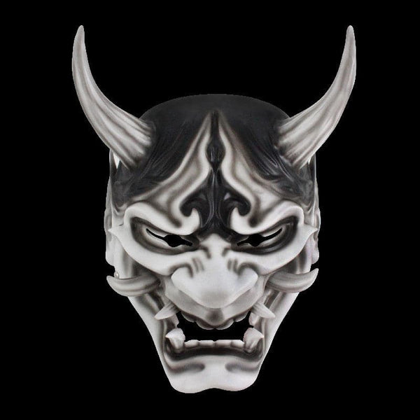 boxkatana White Hand-Made Japanese Hannya  Resin Oni Mask