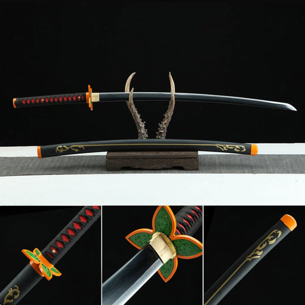 boxkatana Handmade Anime Demon Slayer Tanjiro Nichirin 3rd Generation Sword 1045 High Carbon Steel Black