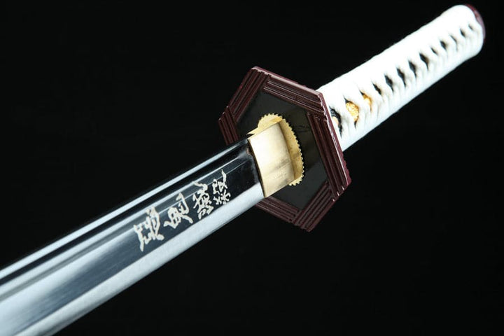 boxkatana Handmade Anime Katana Demon Slayer Giyu Tomioka Nichirin Sword 1045 High Carbon Steel Black Blade