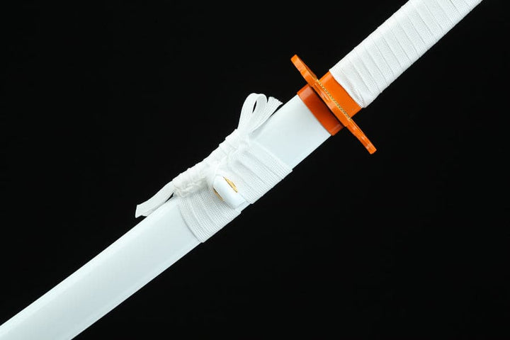 boxkatana Handmade Anime Katana Demon Slayer Kyojuro Rengoku Nichirin Sword 1045 High Carbon Steel White