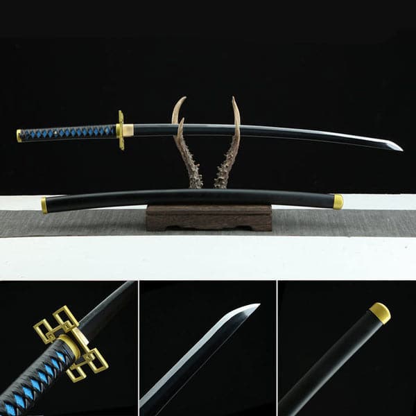 boxkatana Handmade Anime Katana Demon Slayer Muichiro Tokito Nichirin Sword 1045 High Carbon Steel Black