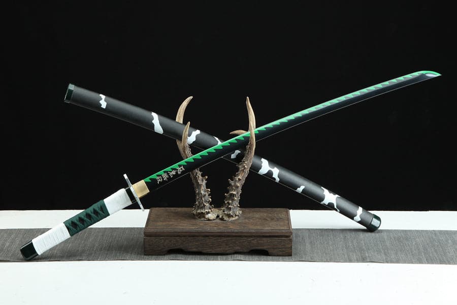 boxkatana Handmade Anime Katana Demon Slayer Sanemi Shinazugawa Nichirin Sword 1045 High Carbon Steel Black