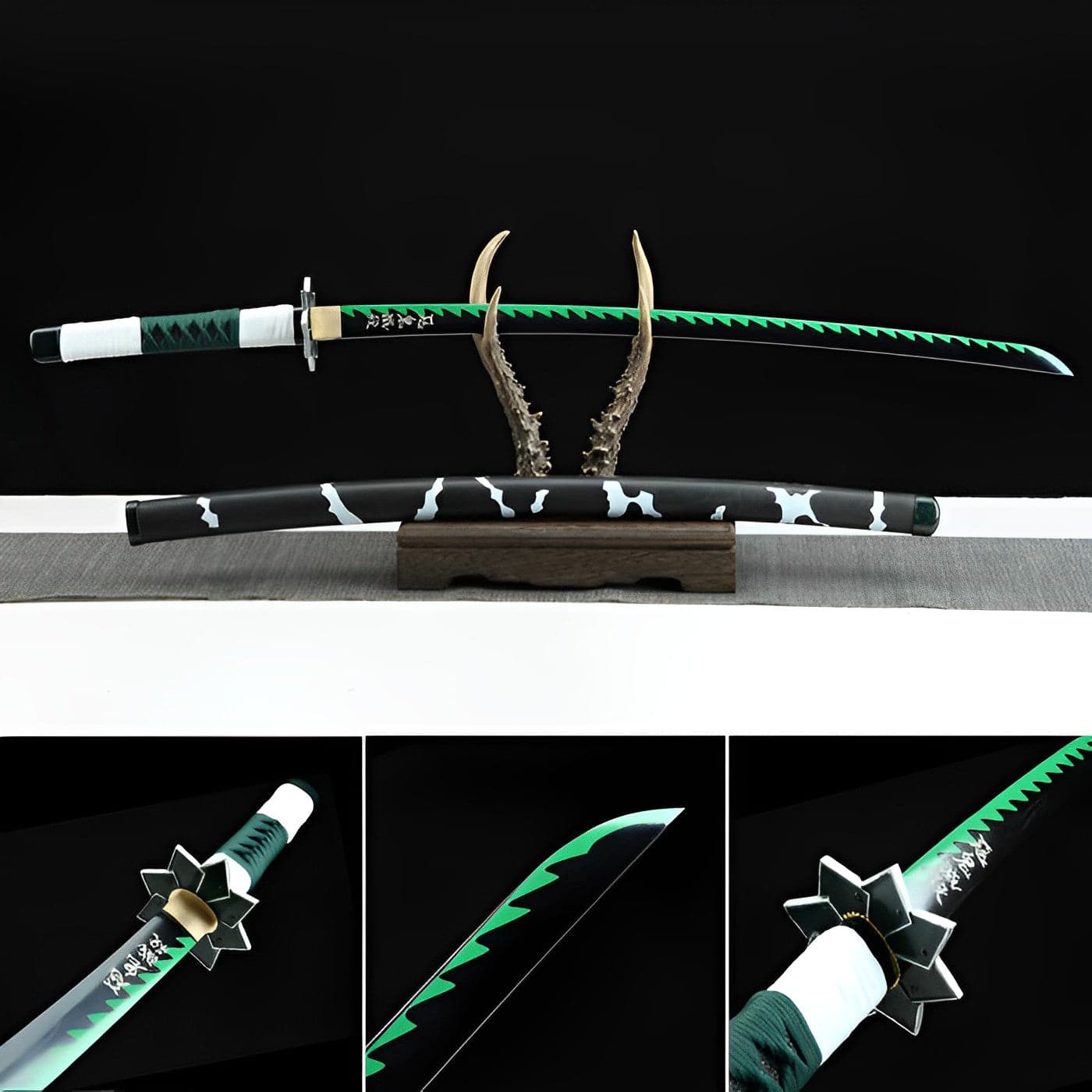 boxkatana Handmade Anime Katana Demon Slayer Sanemi Shinazugawa Nichirin Sword 1045 High Carbon Steel Black
