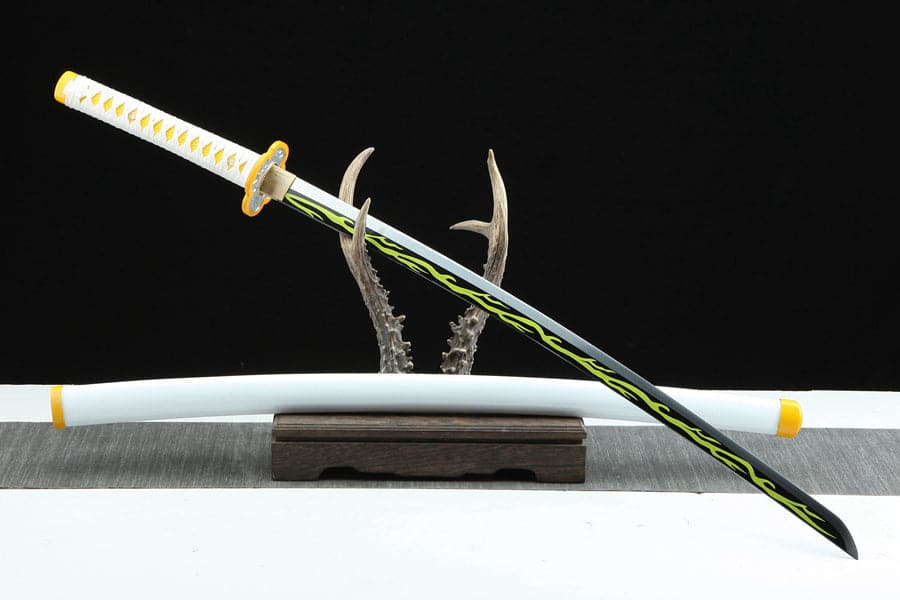 boxkatana Handmade Anime Katana Demon Slayer Zenitsu Agatsuma Sword 1045 High Carbon Steel Blade