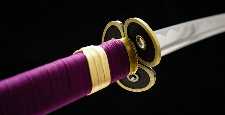 boxkatana Handmade Anime Katana One Piece Roronoa Zoro's Enma Sword 1045 High Carbon Steel White blade Purple