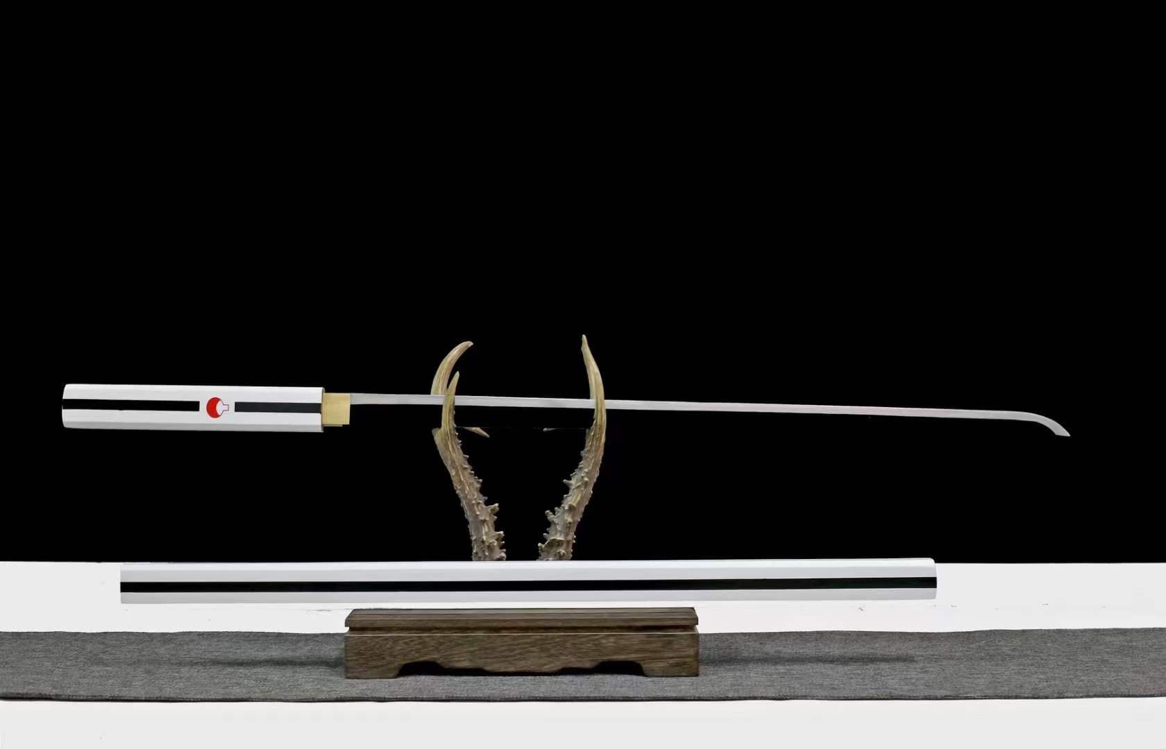 boxkatana Handmade Anime NARUTO Sasuke Kusanagi-No-Tsurugi Sword Shirasaya Ninja Sword Spring Steel WhiteBlade