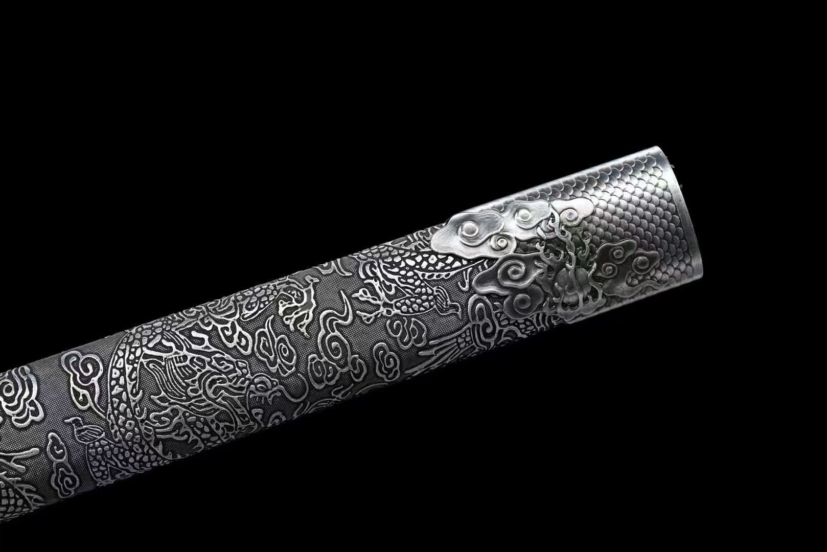 boxkatana Handmade Ao Tian Manganese Steel Chinese Sword Baked blue engraving