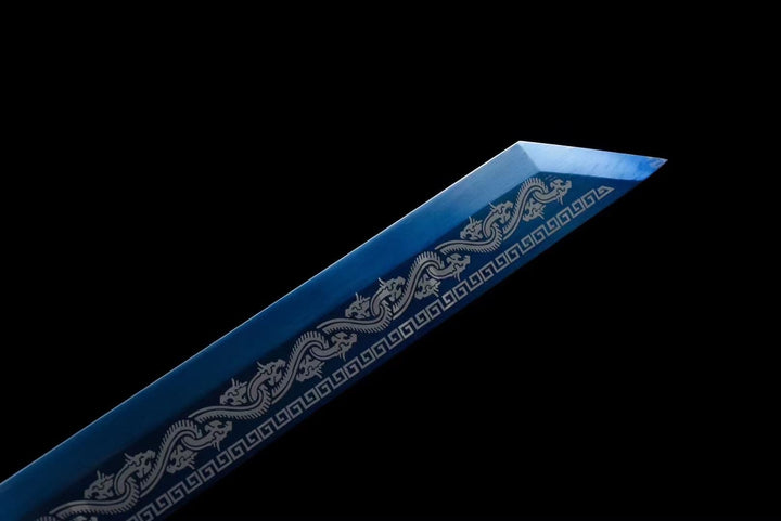boxkatana Handmade Ao Tian Manganese Steel Chinese Sword Baked blue engraving