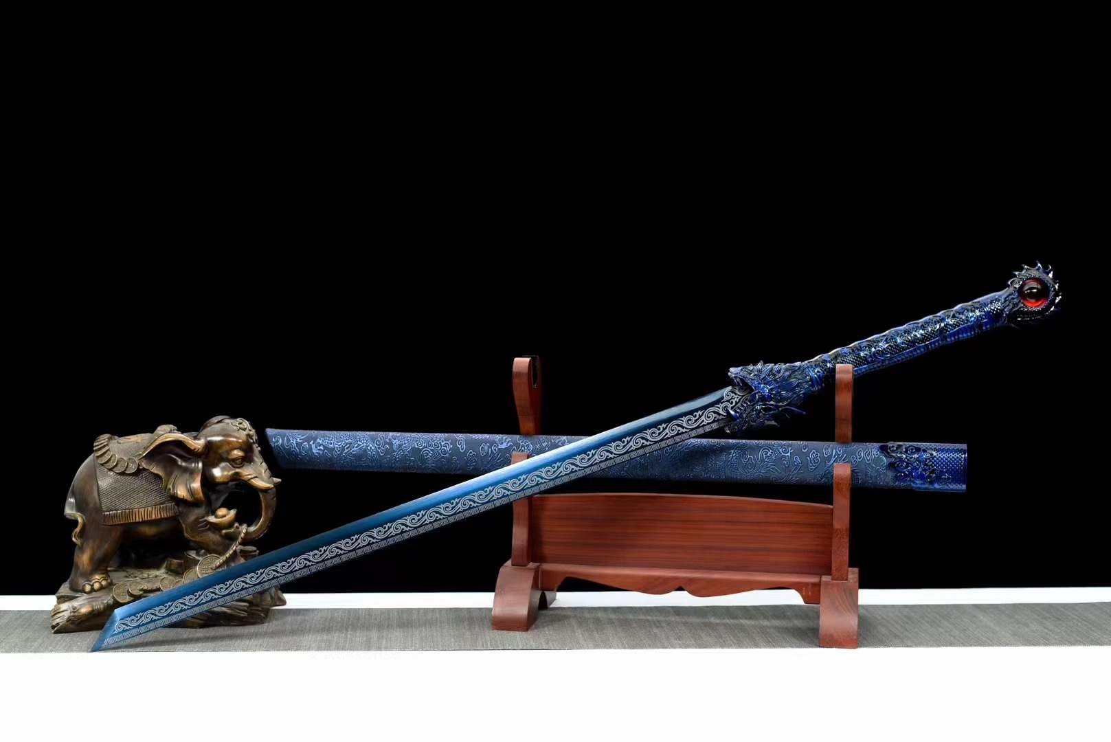 boxkatana Handmade Blue Flame High Manganese Steel Chinese Sword