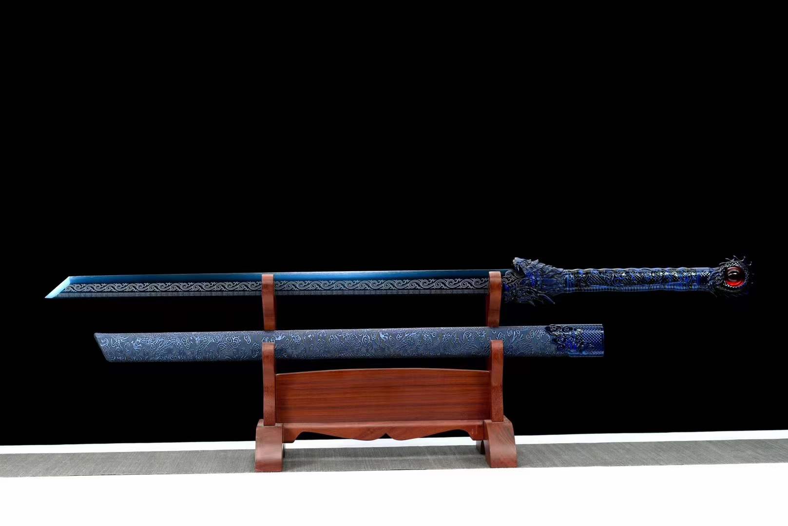 boxkatana Handmade Blue Flame High Manganese Steel Chinese Sword