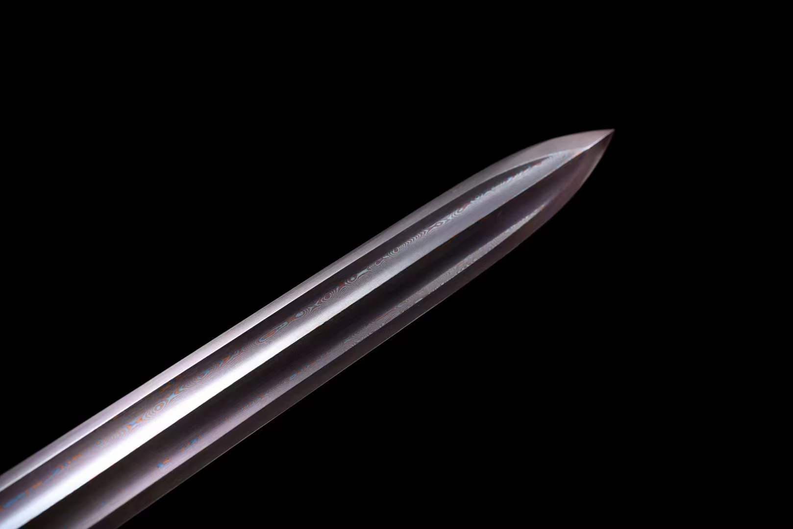 boxkatana Handmade Chinese Han Dynasty 青雲 Sword Damascus Steel Blade baking blue