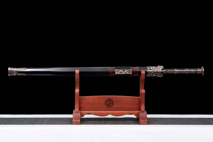 boxkatana Handmade Chinese Han Dynasty 青雲 Sword Damascus Steel Blade baking blue
