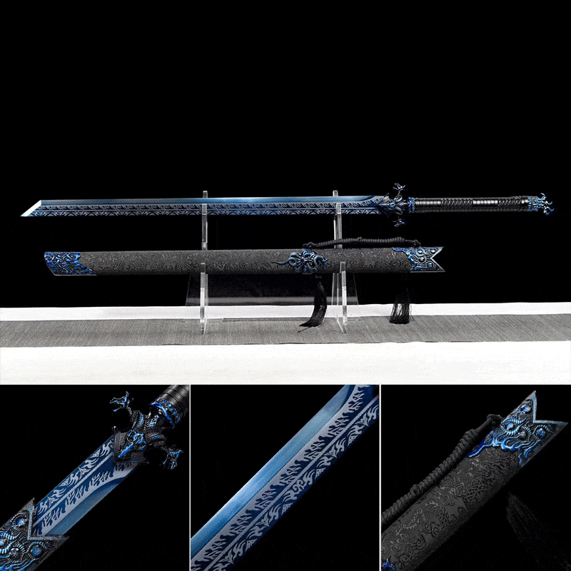 boxkatana Handmade Devil King  Chinese Sword With Blue