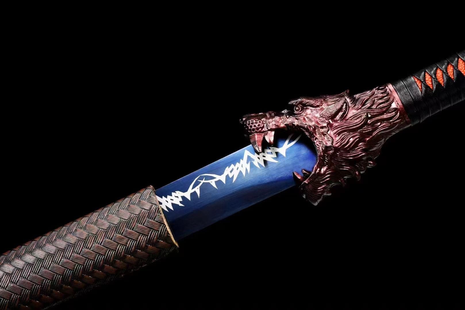 boxkatana Handmade Devour the Moon Manganese Steel Chinese Sword With Blue Blade