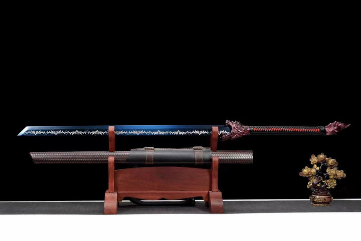 boxkatana Handmade Devour the Moon Manganese Steel Chinese Sword With Blue Blade