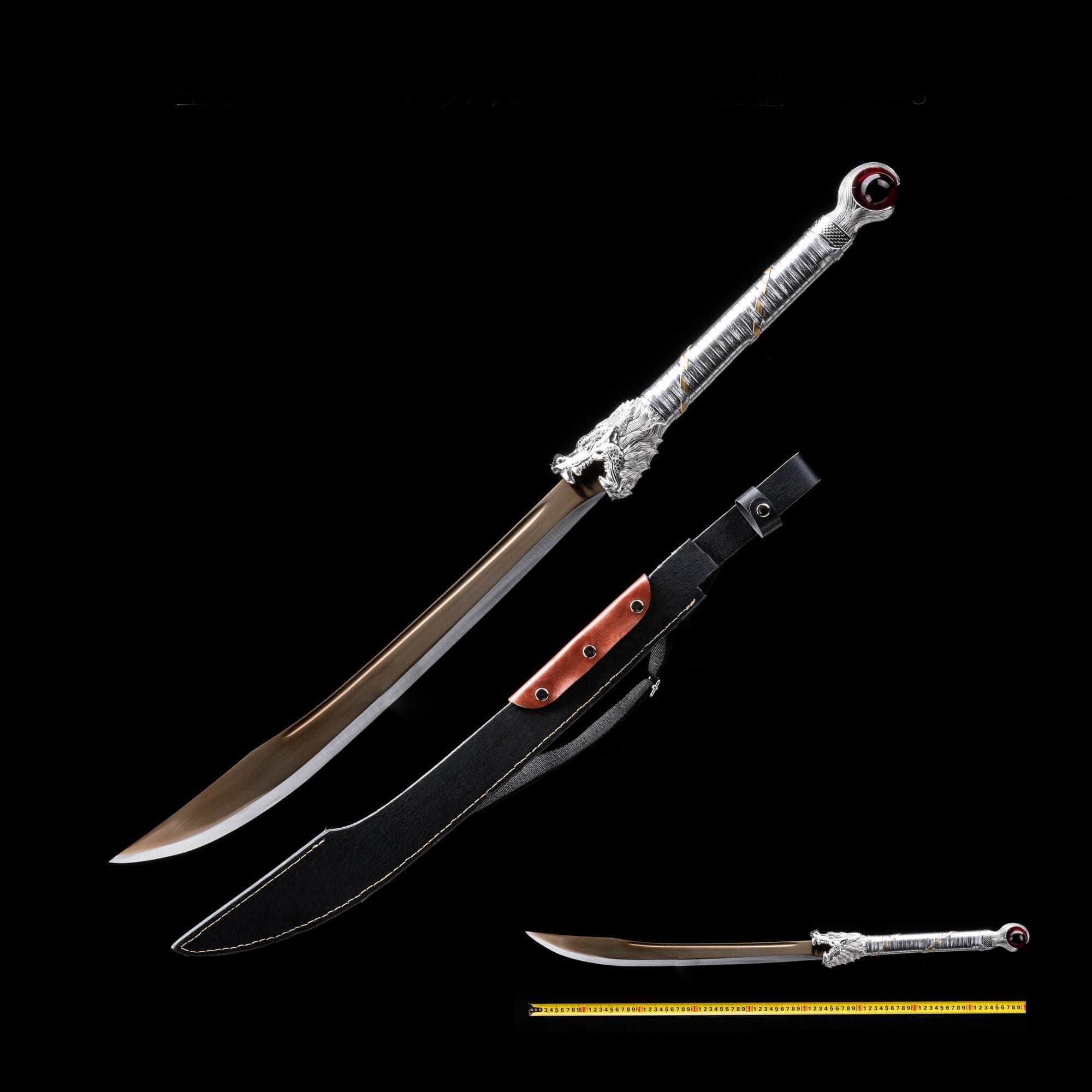 boxkatana Handmade Dragon Battle Blade Manganese Steel Chinese Sword Black & White