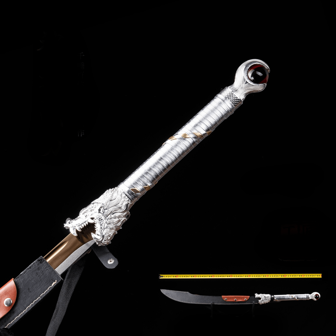 boxkatana Handmade Dragon Battle Blade Manganese Steel Chinese Sword Black & White