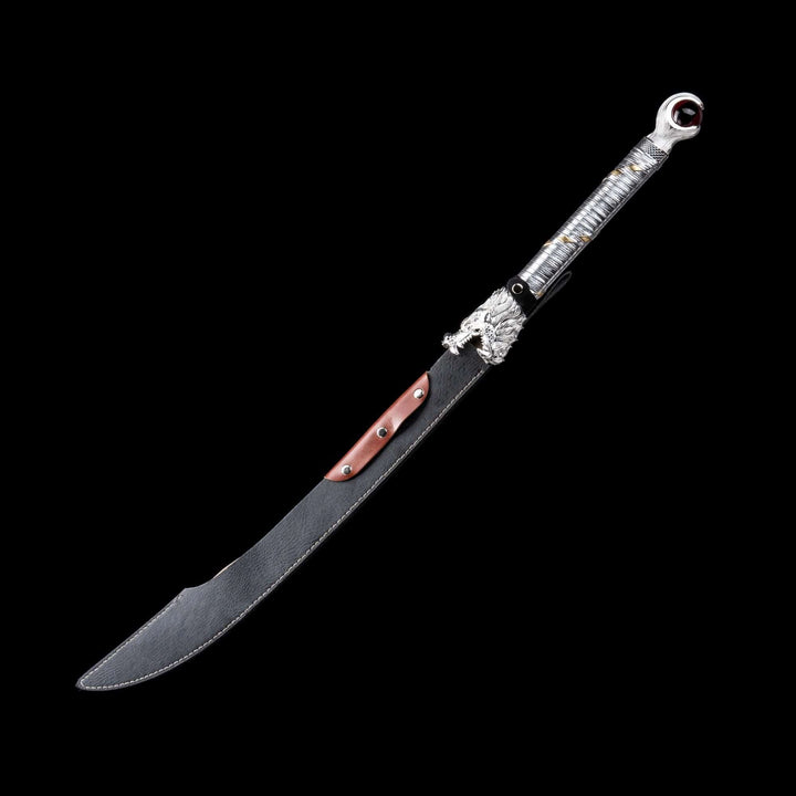 boxkatana White Handmade Dragon Battle Blade Manganese Steel Chinese Sword Black & White