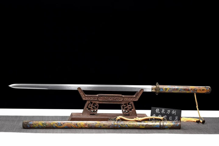 boxkatana Handmade Dragon Flame 608 Pattern Steel Tang Sword