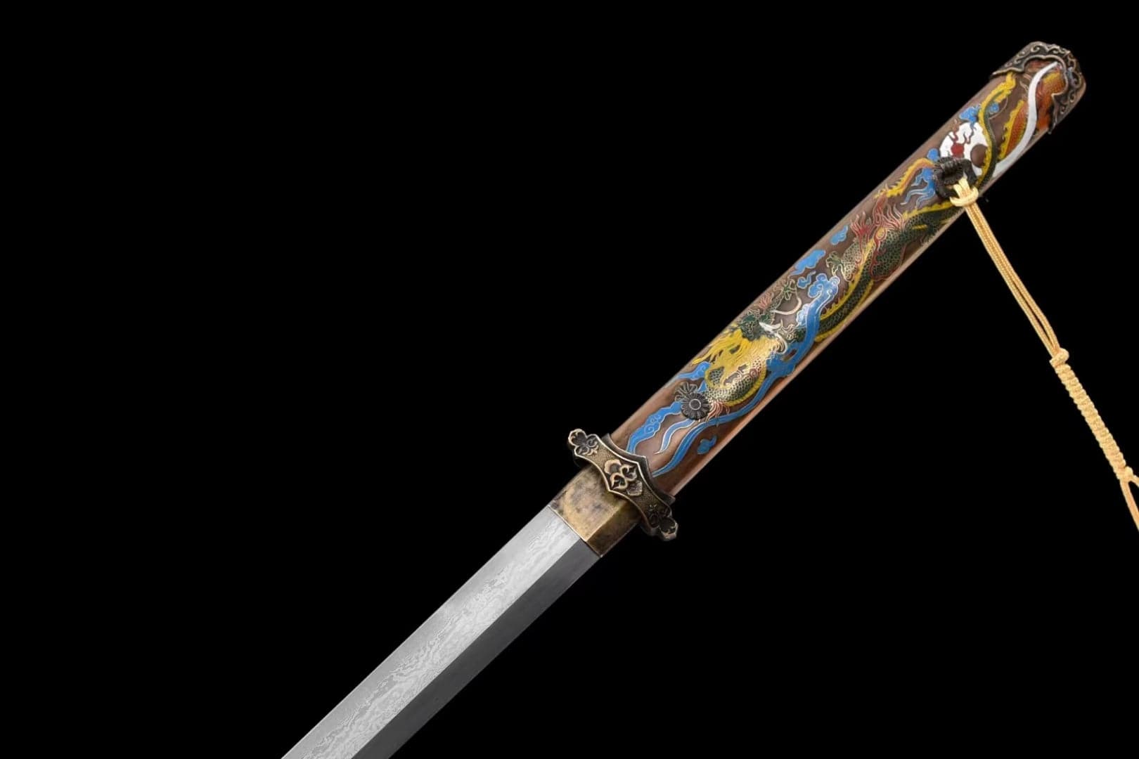 boxkatana Handmade Dragon Flame 608 Pattern Steel Tang Sword