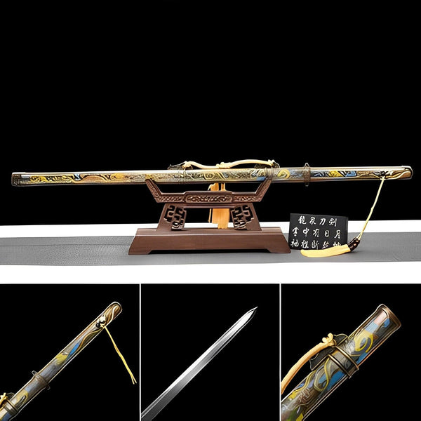 boxkatana Handmade Dragon Flame 608 Pattern Steel Tang Sword