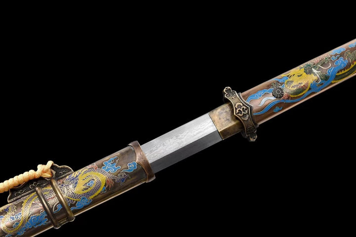 boxkatana Handmade Dragon Flame 608 Pattern Steel Tang Sword