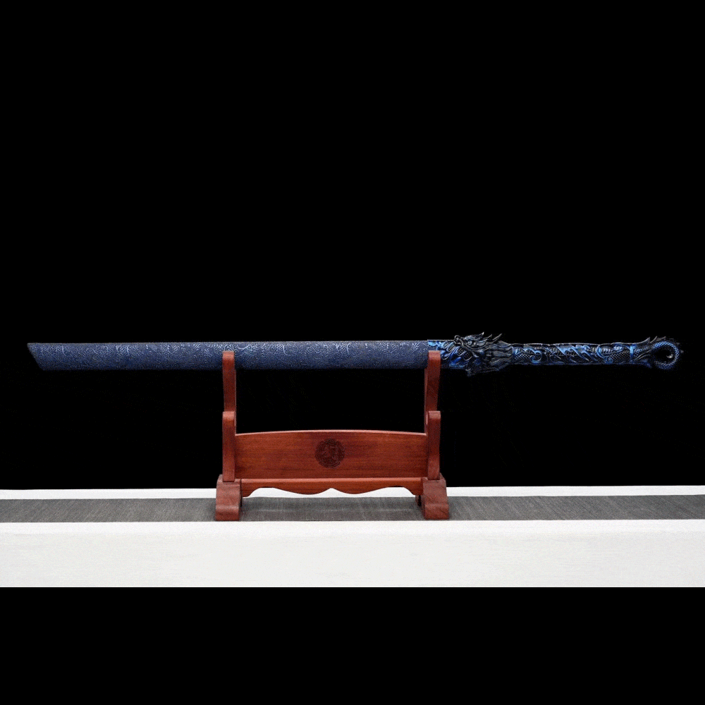 boxkatana Handmade Dragon Flame Battle Blade Chinese Sword With Blue Blade