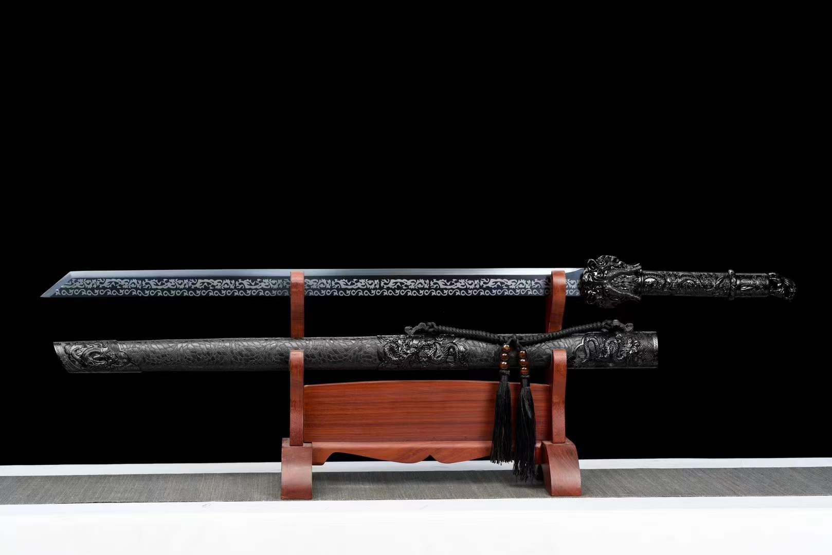 boxkatana Handmade Dragon King Battle Blade With Black scabbard