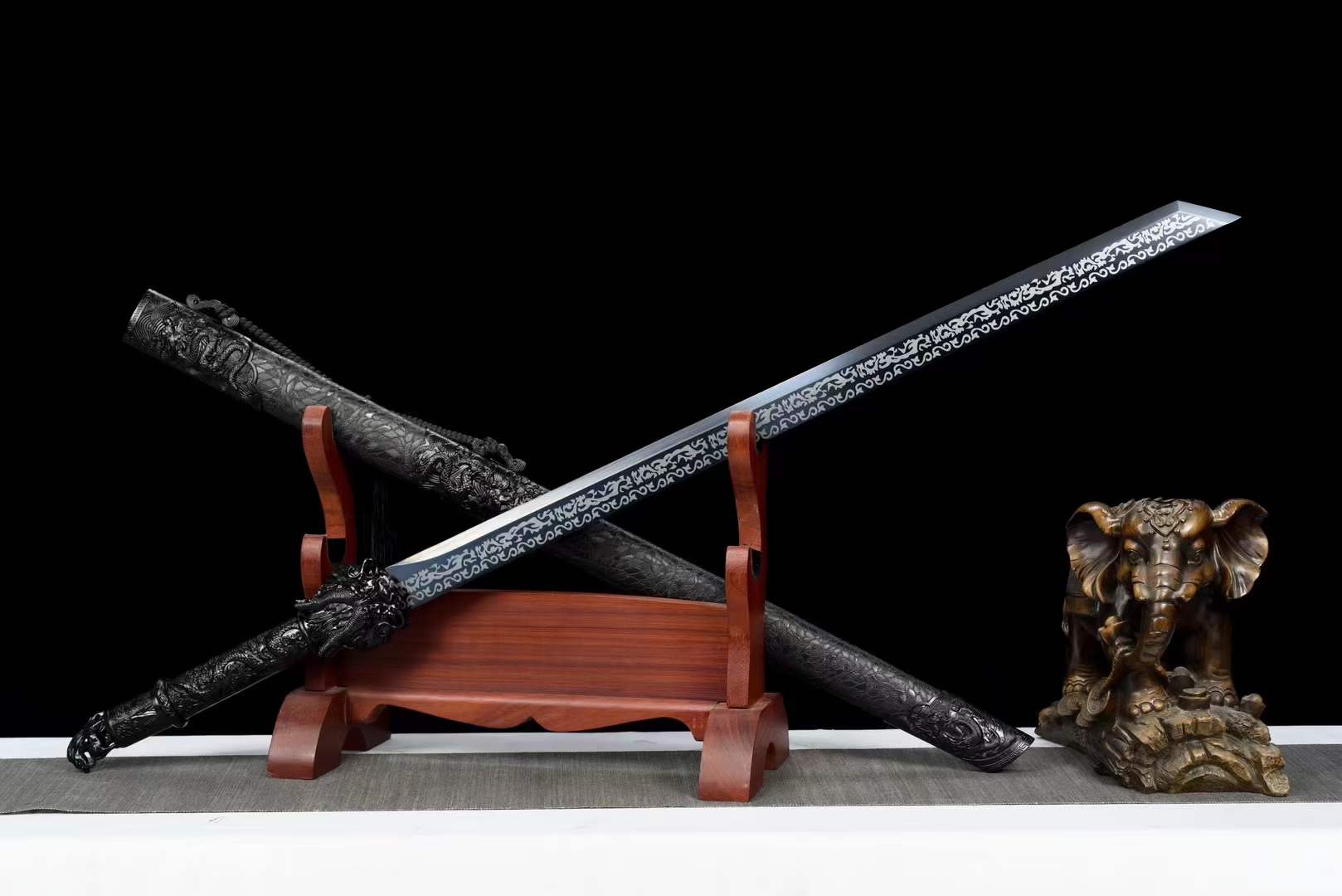 boxkatana Handmade Dragon King Battle Blade With Black scabbard