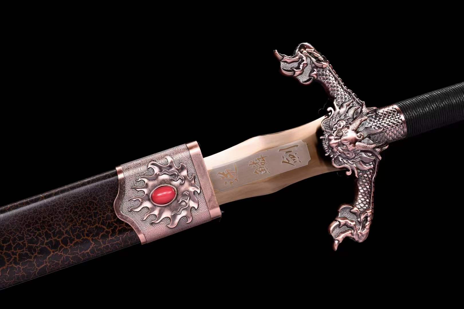 boxkatana Handmade Dragon Scale  Chinese Sword With Gold