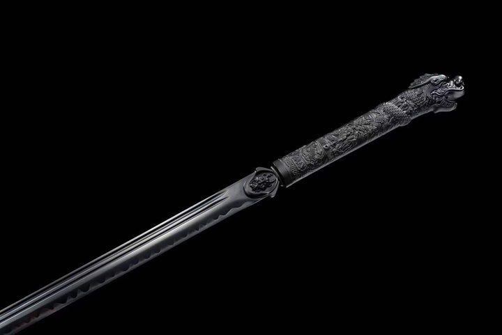 boxkatana Handmade Dragon Slayer Manganese Steel Chinese Sword With Black Blade