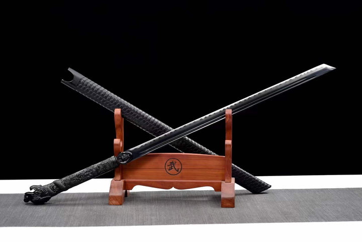 boxkatana Handmade Dragon Slayer Manganese Steel Chinese Sword With Black Blade