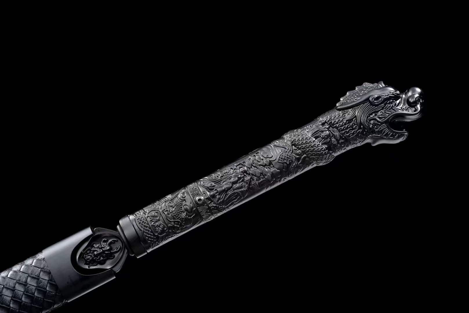 boxkatana Handmade Dragon Slayer Manganese Steel Chinese Sword With Black Blade