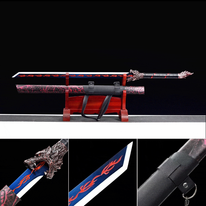 boxkatana Handmade Flame-Eating Wolf Fury Manganese Steel Chinese Sword