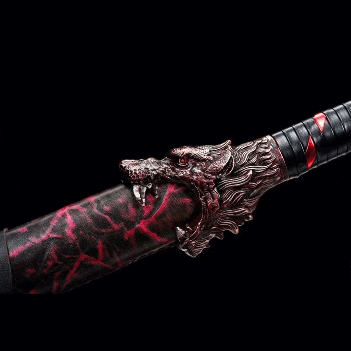 boxkatana Handmade Flame-Eating Wolf Fury Manganese Steel Chinese Sword