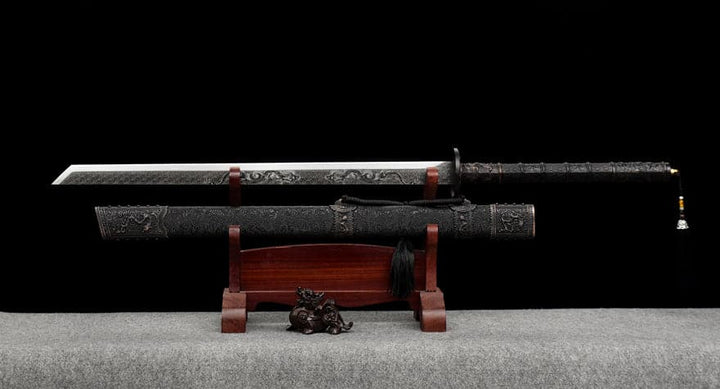 boxkatana Handmade Gnarled Dragon High Manganese Steel Carve flowers Chinese Sword