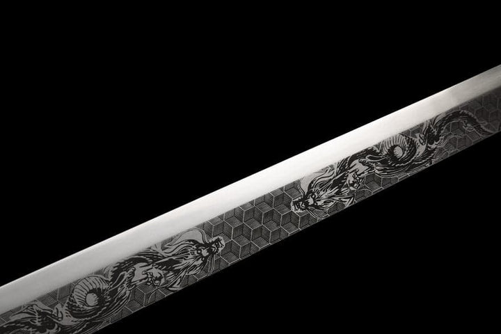 boxkatana Handmade Gnarled Dragon High Manganese Steel Carve flowers Chinese Sword